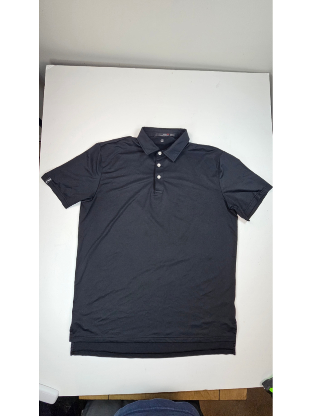 RLX Ralph Lauren Polo Mens Large Black Performance Golf Shirt Stretch